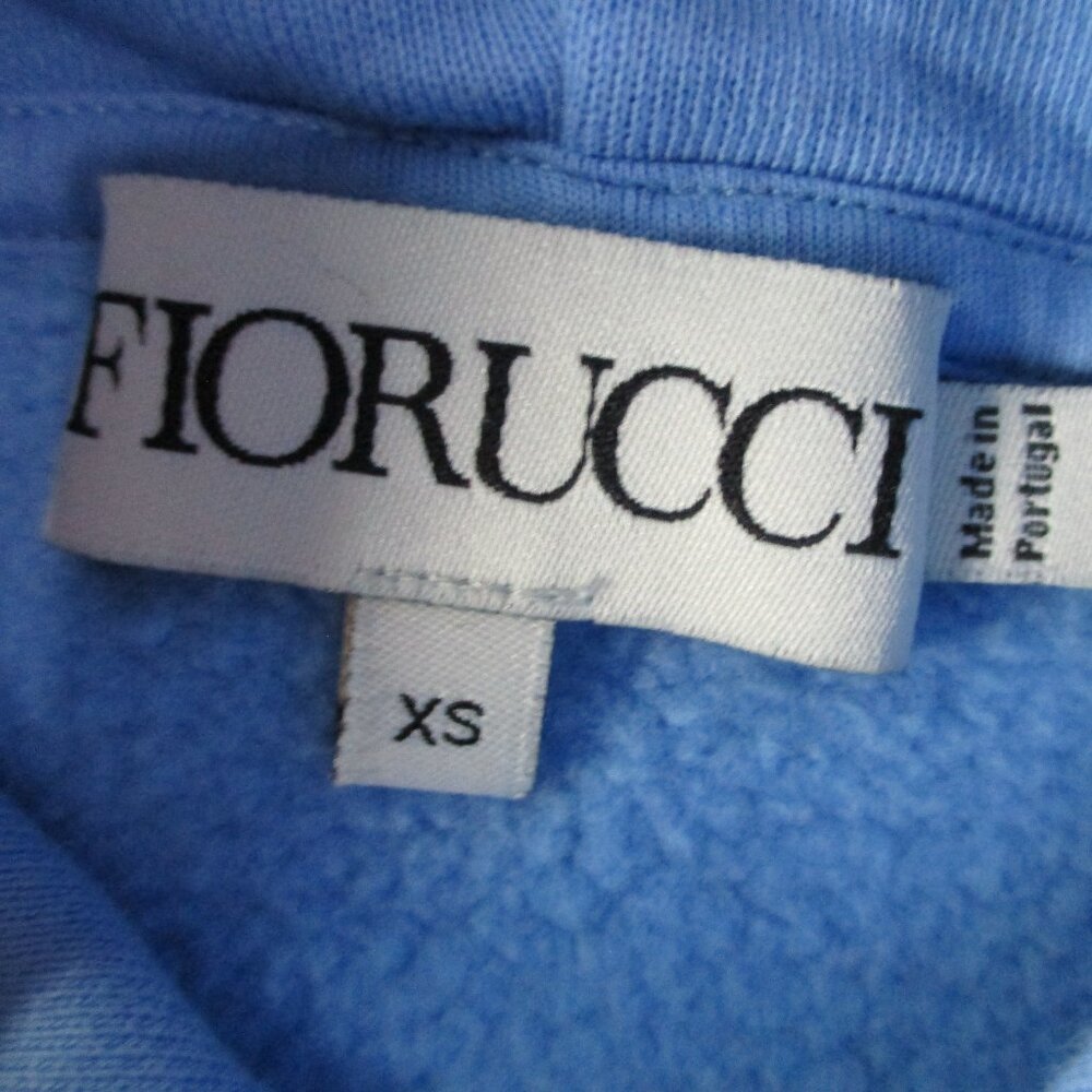 Fiorucci Hoodie Womens XS Blue Cropped Sweatshirt Angels Heaven Print Pullover - Picture 7 of 12